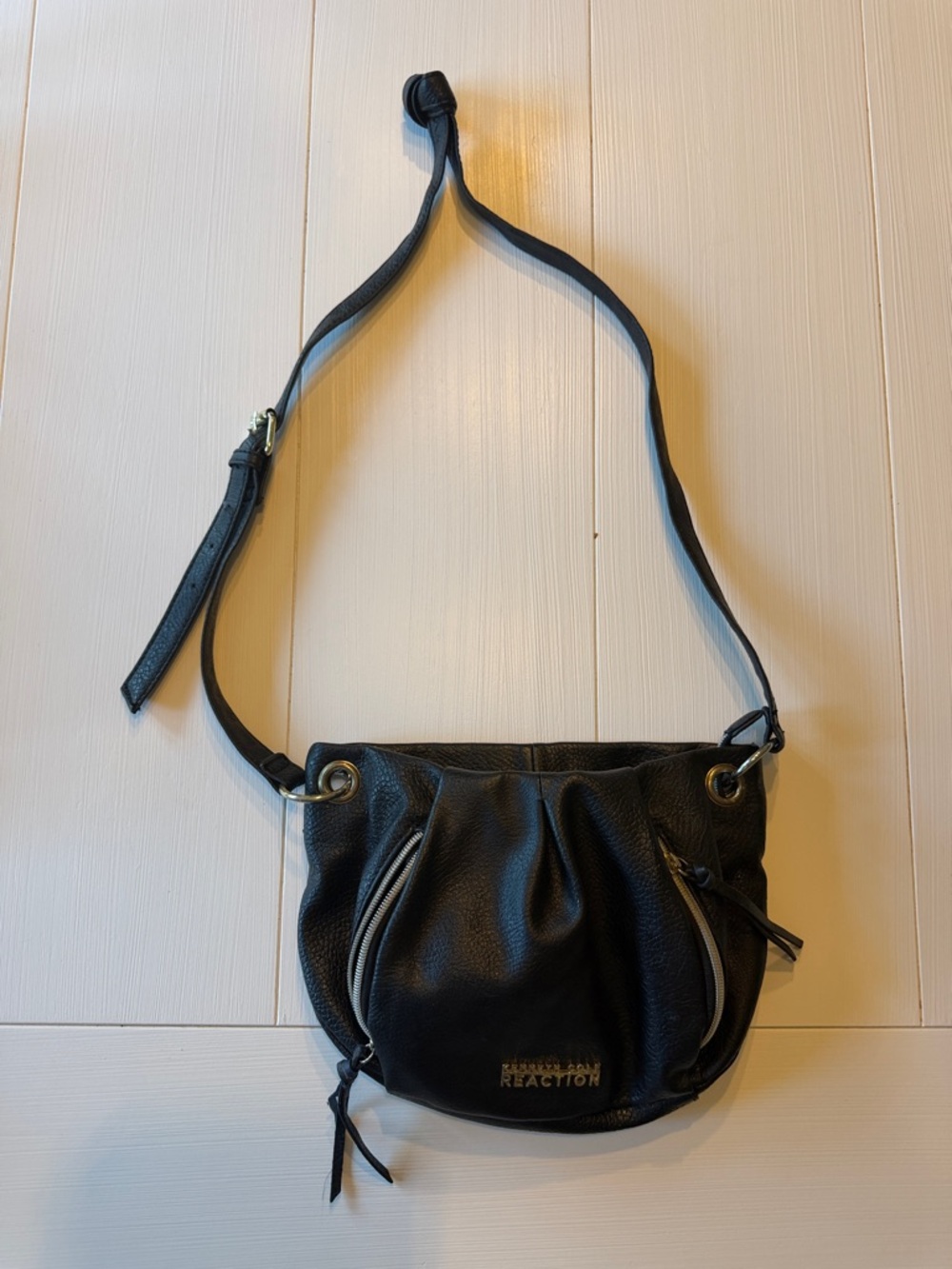 Kenneth Cole Reaction Black Pebbled Leather Crossbody Bag